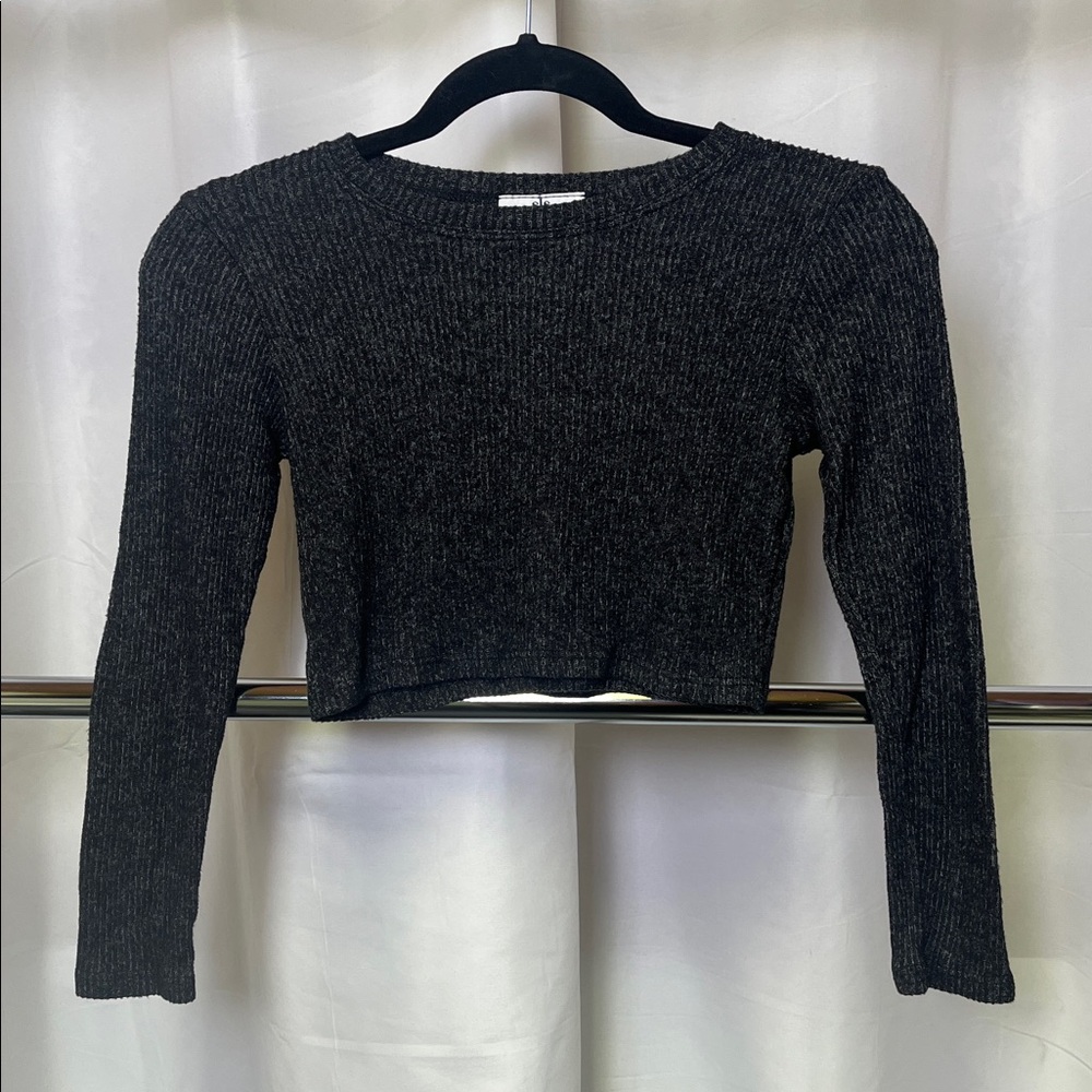 SLS Apparel Girls ribbed knit crop top charcoal gray size small